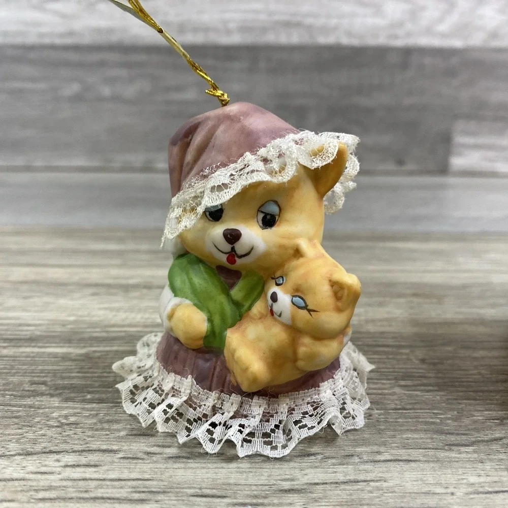 Caring Critter Chimer Mamma Bear Child Ornament‎ Jasco Bisque Porcelain